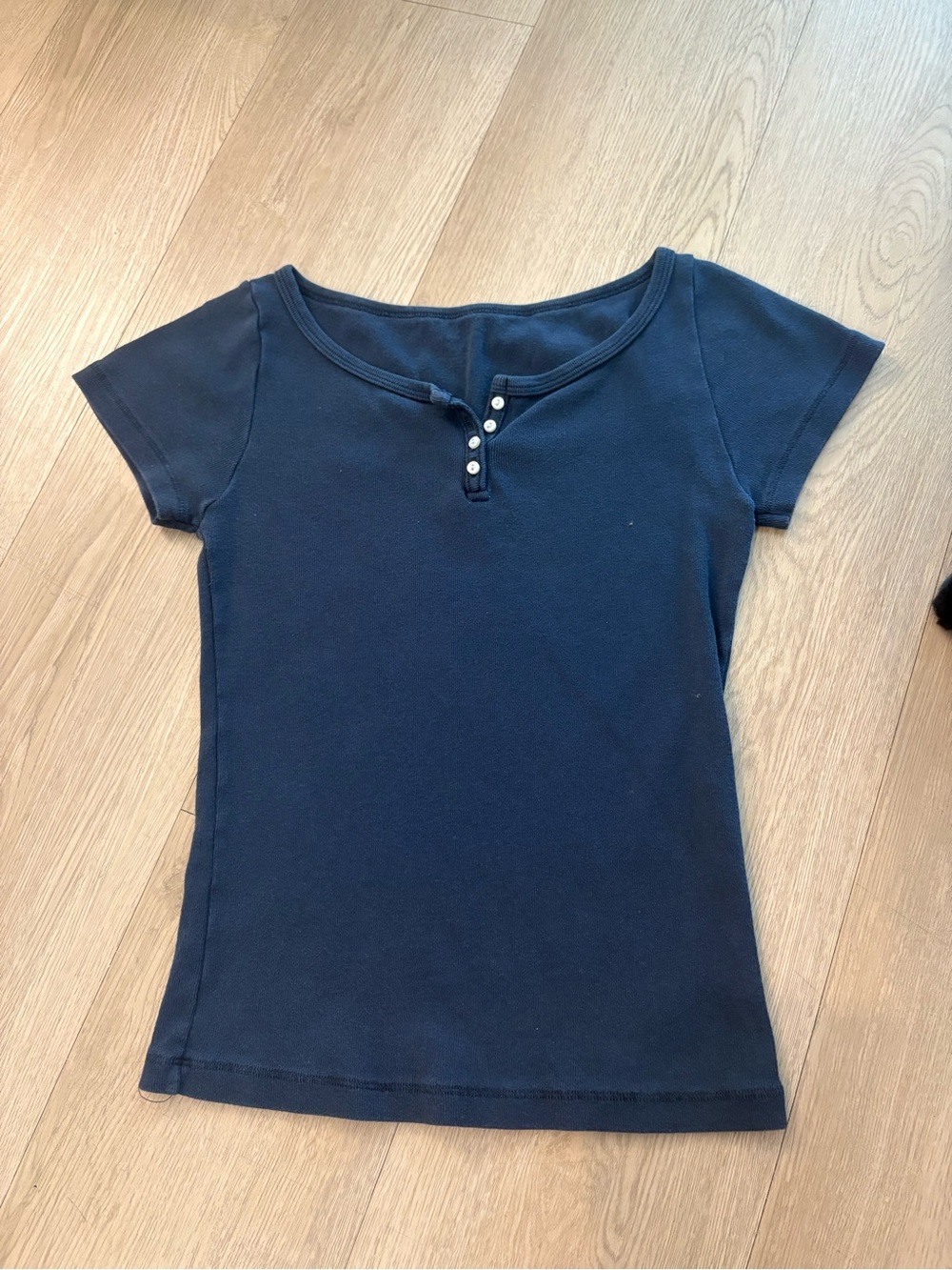 Brandy Melville Navy Short Sleeve Henley Tee